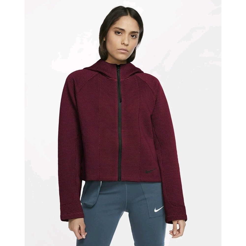 Nike Tech Fleece Full Zip Hoodie Womens Size S Burgundy Engineered Zip Jacket - Picture 2 of 12